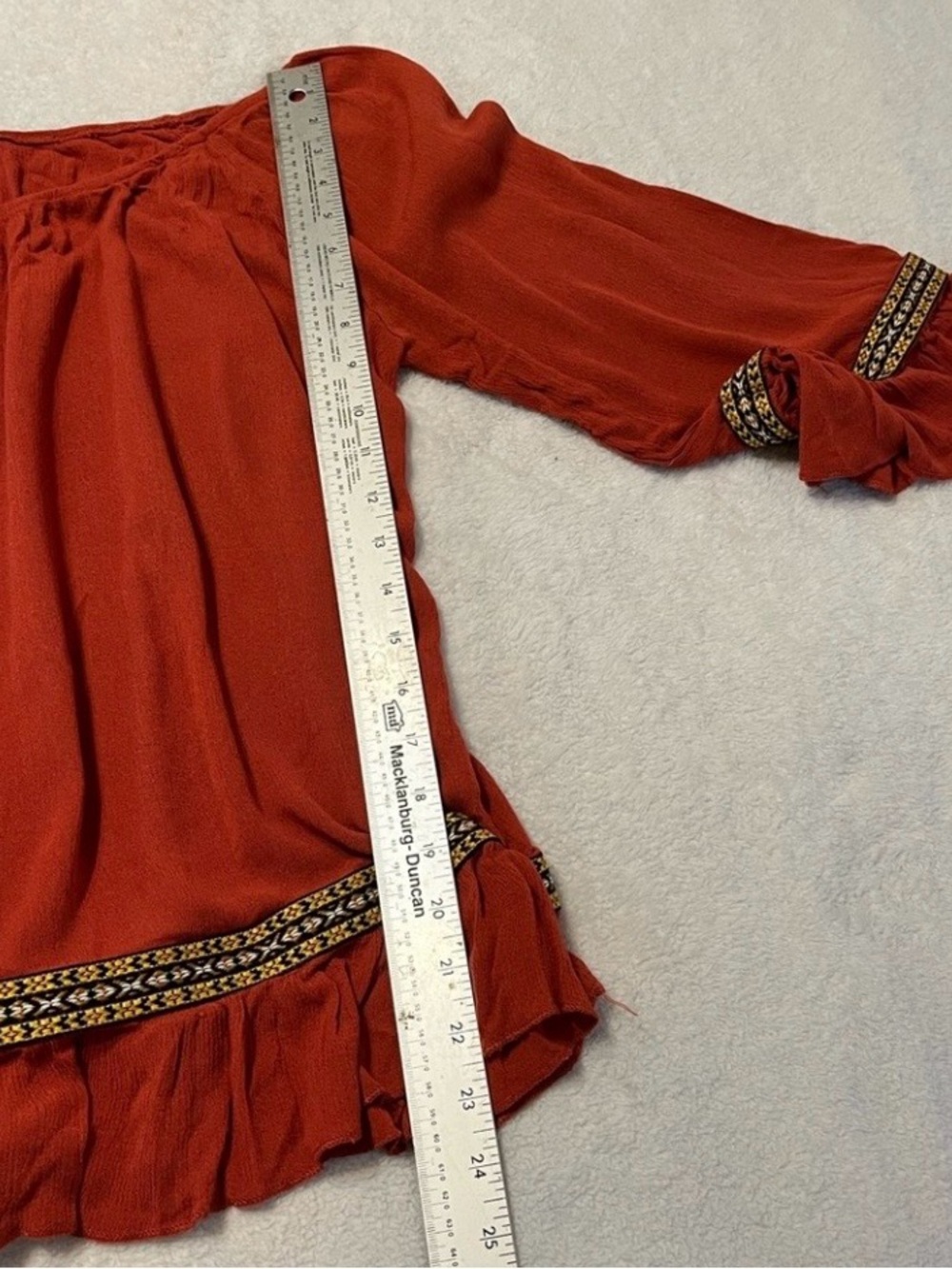 Easel Off Shoulder Size L Rust Peasant Blouse Ruffle Bell Sleeve Boho - Picture 5 of 10